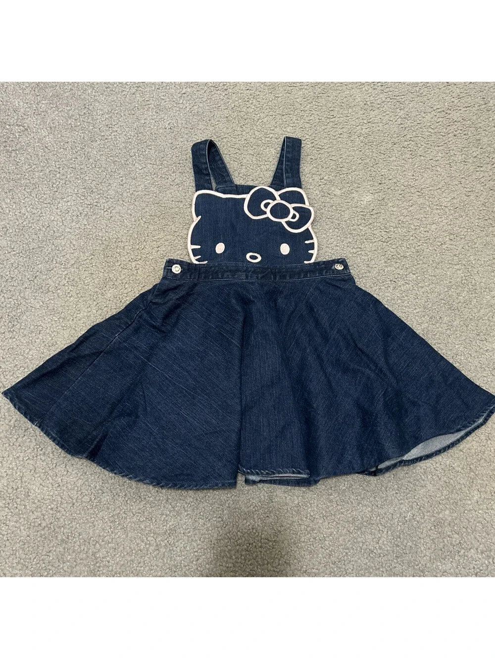 Hello Kitty Girl’s Sanrio Blue Denim Jean Jumper Dress Size 2T Adorable EUC